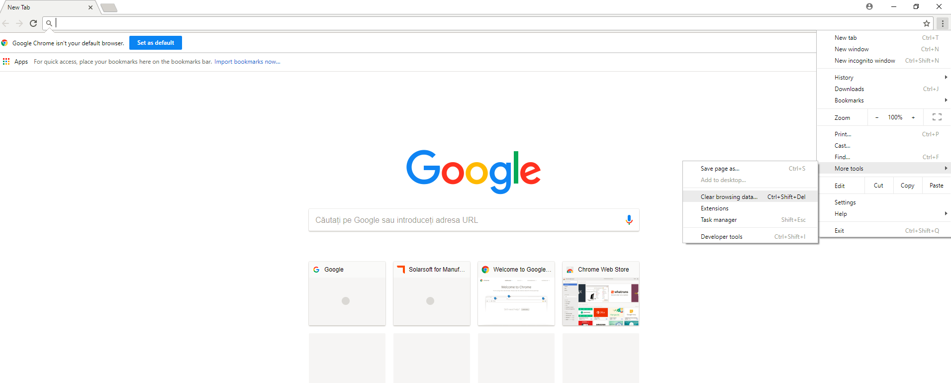 Clear Browsing Data in Google Chrome